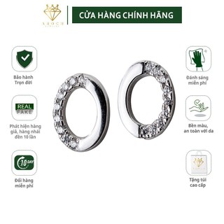 Khuyên tai bạc Ý s925 tròn đính đá E6506- AROCH Jewelry