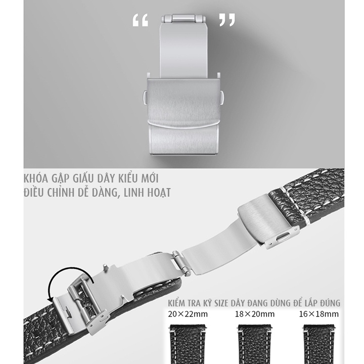Khoá dây da đồng hồ kiểu giấu dây một gập thông minh, tháo lắp dễ dàng, seiko, orient, citizen logo khác inbox - K2110
