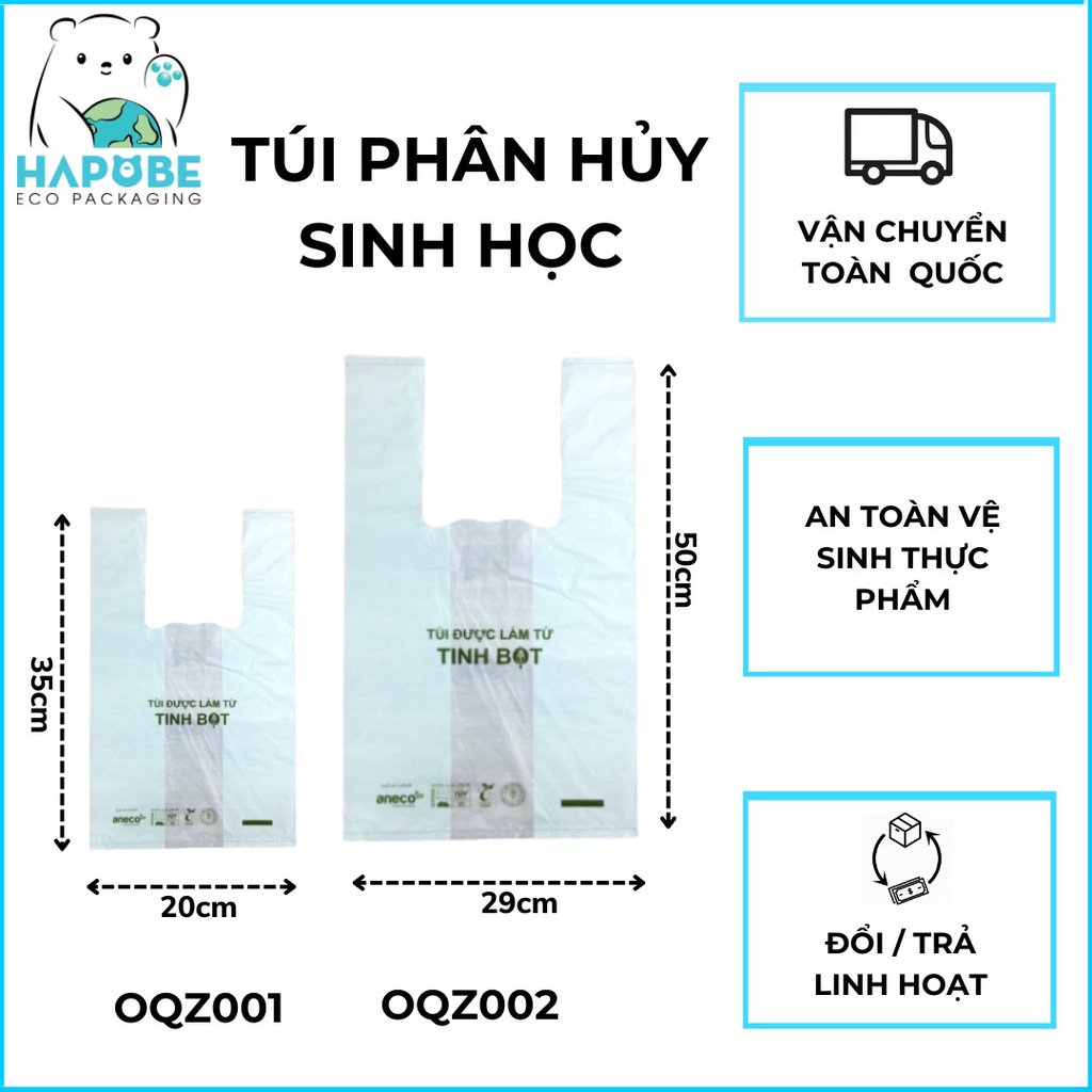 Túi tự hủy sinh học Aneco shopping có quai