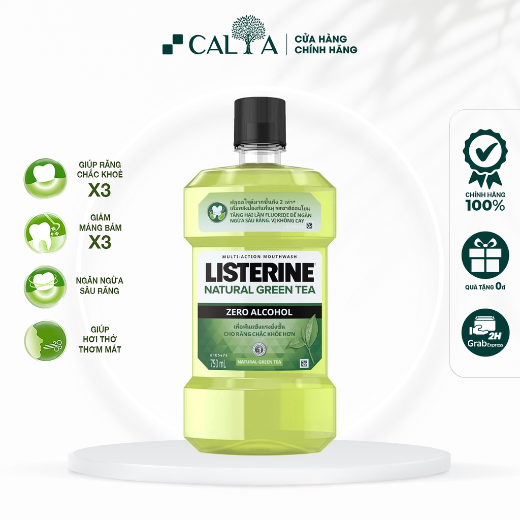 Nước Súc Miệng Listerine Trà Xanh Ngừa Sâu Răng - Listerine Natural Green Tea 750ml