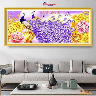 Tranh đính đá DF318 VS053 (1m15x52cm),thêu chữ thập công phú quý bình an LV3214 223042 (1m36x61cm)
