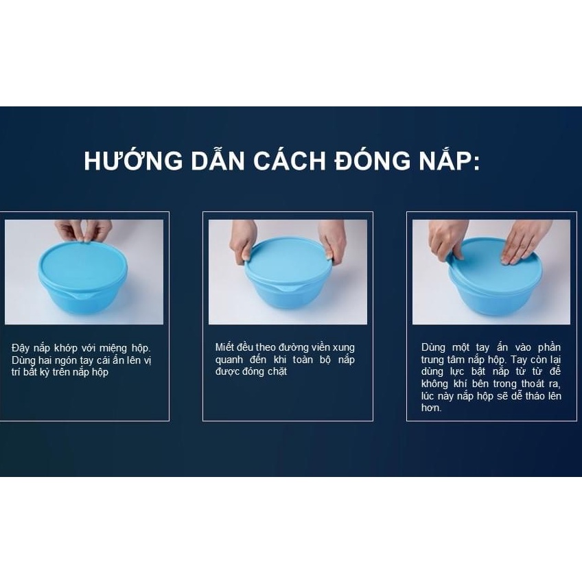 Bộ hộp bảo quản thực phẩm Tupperware Junior Modular Bowl 300ml - Bảo hành trọn đời - Nhựa nguyên sinh PP số 5 an toàn