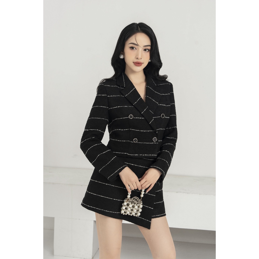 Quần Giả Váy Dạ Tweed Chữ A Dáng Ngắn Mẫu Kẻ Ngang Dễ Phối Đồ By LEMIA Design - ZT020