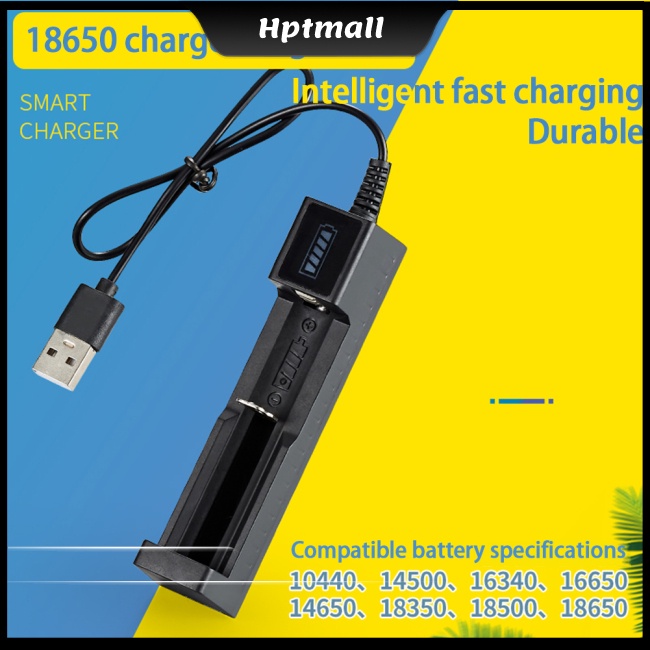 Bộ Sạc Pin Lithium 18650 Một Khe Cắm Usb Thông Minh Có Đèn Pin Kèm Chỉ Báo