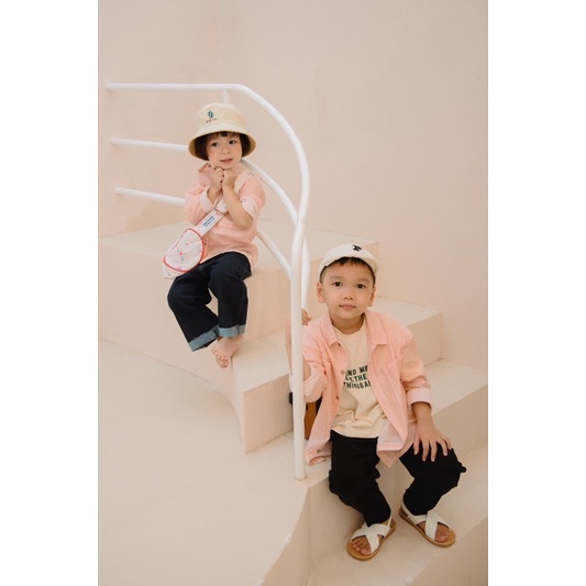 Áo sơ mi tay dài đũi Hàn P'ti Chou thiết kế cho bé trai và bé gái (1-7 tuổi)