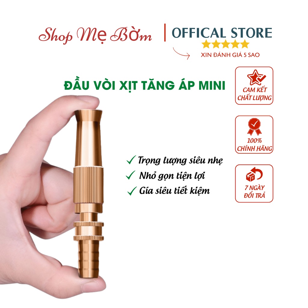 Đầu vòi tăng áp đa năng ⚡️𝐅𝐑𝐄𝐄 𝐒𝐇𝐈𝐏⚡️ Vòi phun tăng áp bằng đồng tưới cây - rửa xe cực mạnh - Tặng kèm đai thiết