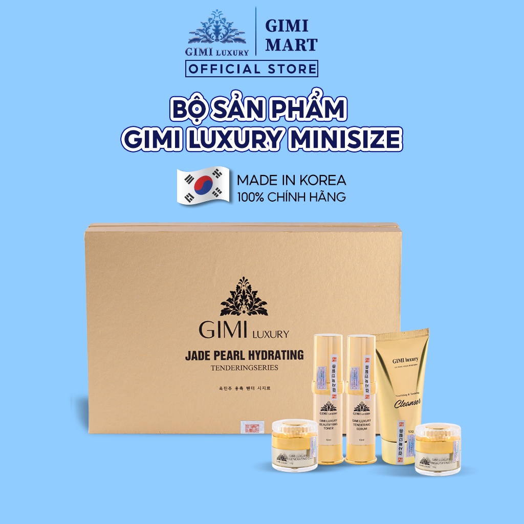 (MINISIZE) Bộ 5 Sản Phẩm GIMI LUXURY Giúp Hỗ Trợ Giảm Nám, Dưỡng Trắng Và Trẻ Hóa Làn Da Xuất Xứ Hàn Quốc