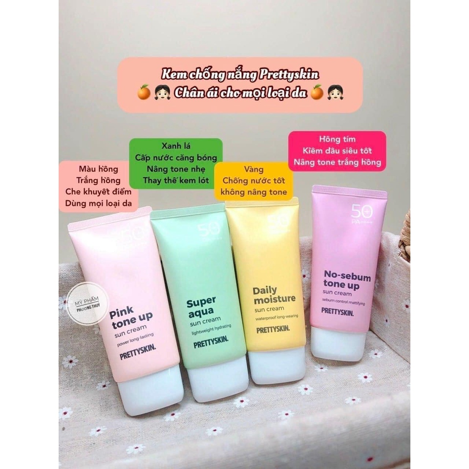 [CHÍNH HÃNG] Kem Chống Nắng Nâng Tone Kiềm Dầu Prettyskin No-Sebum Tone Up Sun Cream SPF50+ PA++++ 70ml