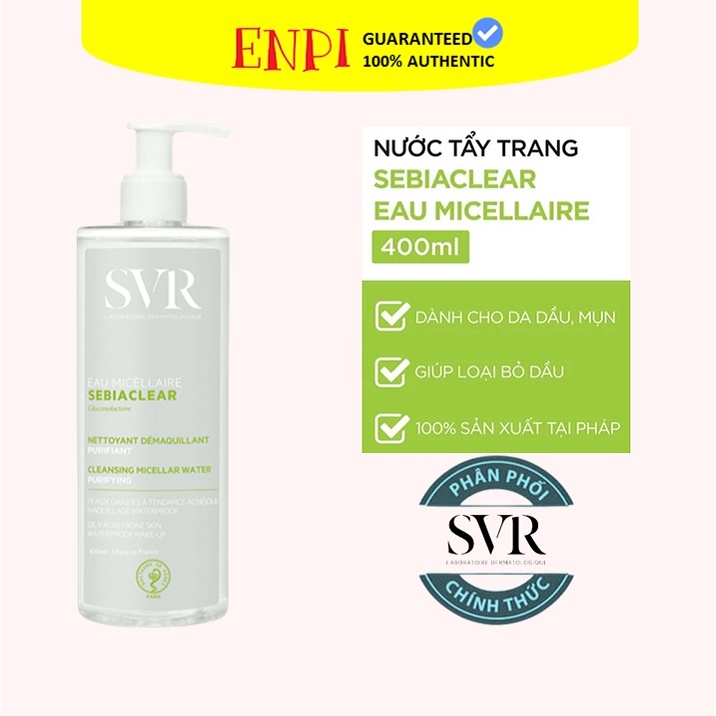 Nước tẩy trang cho da mụn SVR Sebiaclear Eau Micellaire [PHÂN PHỐI CHÍNH HÃNG]