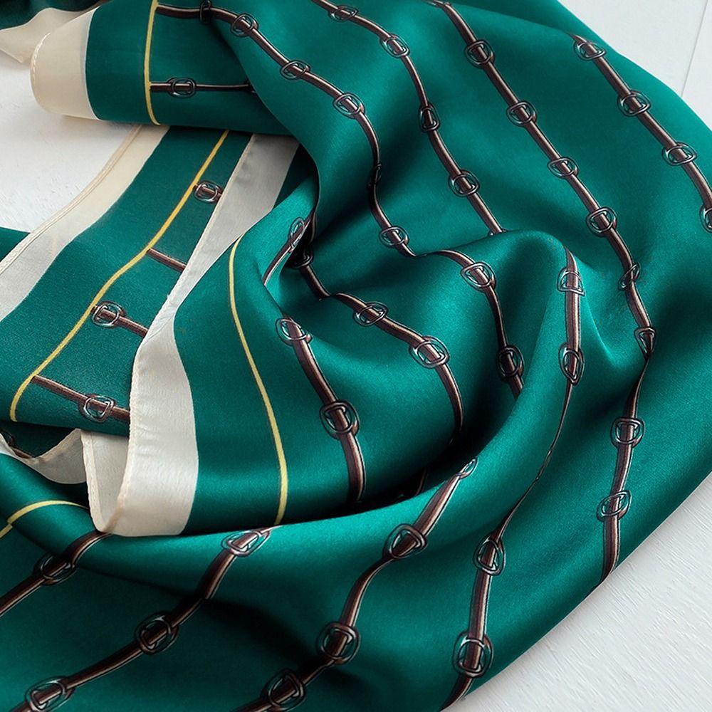 Khăn Quàng Cổ Hình Vuông 70cm Bằng Lụa Satin Họa Tiết Kẻ Sọc Thời Trang Xuân Hè