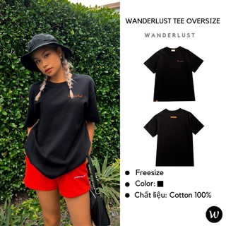 Áo thun oversize thêu Wanderlust đen