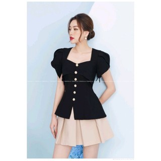 Set Đồ Nữ áo kiểu đính ngọc kem chân váy cao cấp