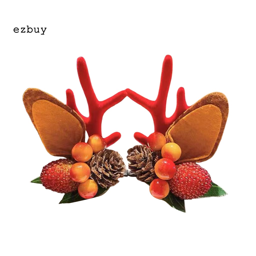 Ezbuy 1 Cặp Kẹp Tóc Sừng Hươu Màu Sắc Sống Động Tinh Tế Trang Trí Giáng Sinh Cho Nữ