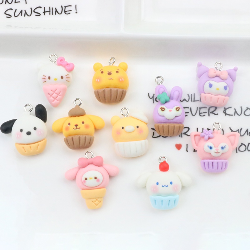 Phụ Kiện Mặt Dây Chuyền / Móc Tai / Dây Chuyền Hình Bánh Cupcake Hoạt Hình Bằng Nhựa resin Thủ Công diy