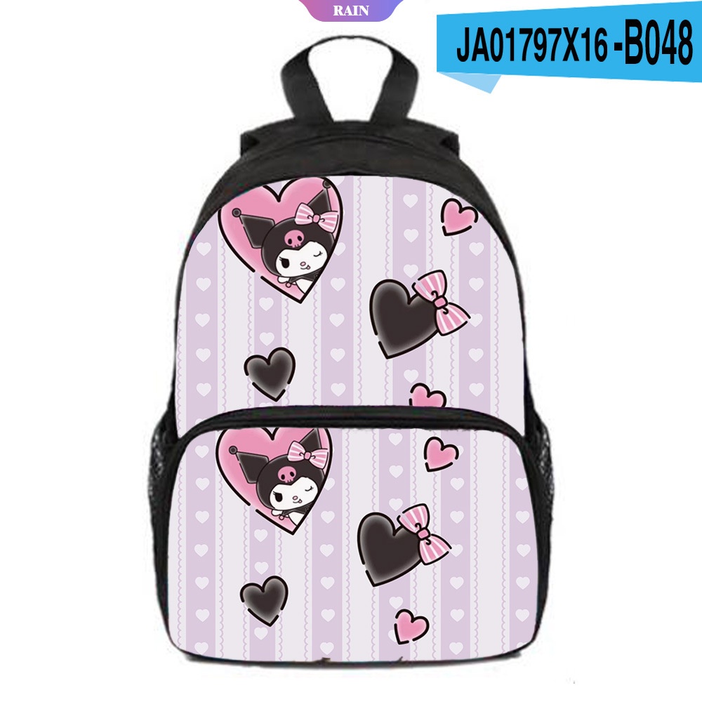 Ba Lô Đi Học Sức Chứa Lớn In Họa Tiết Kuromi Hoạt Hình Sanrio Kawaii Dễ Thương Cho Học Sinh [RAIN]