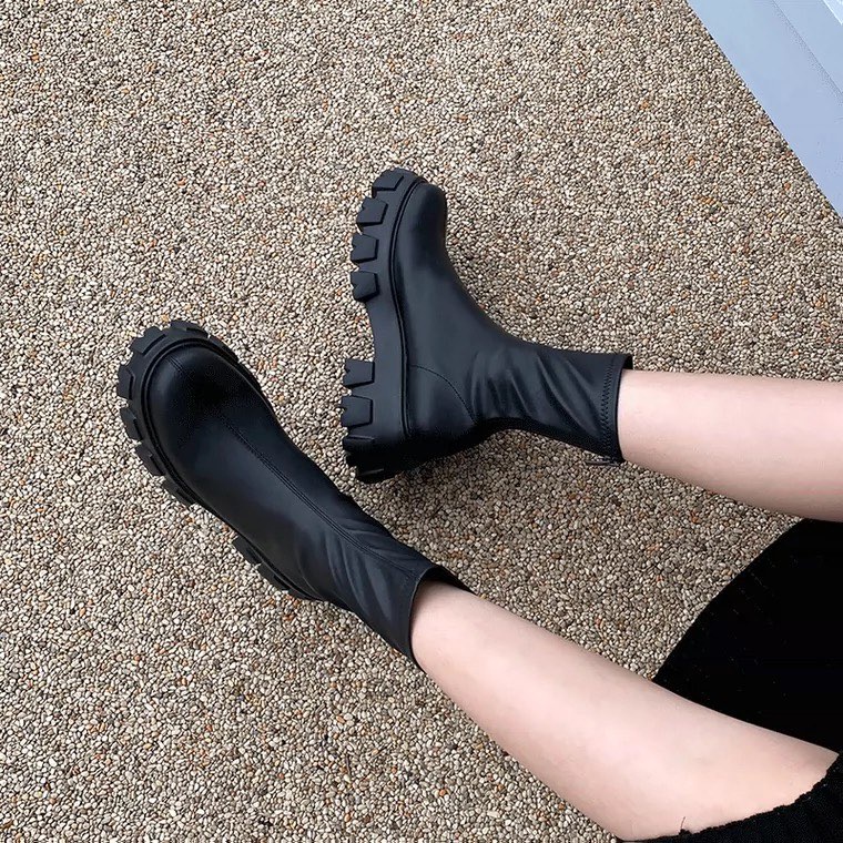 Giày Bốt Martin Cổ CAO Đế Dày Cổ Lửng hot | Giày boot nữ ulzzang dáng Martin cổ cao da mềm khóa sau 