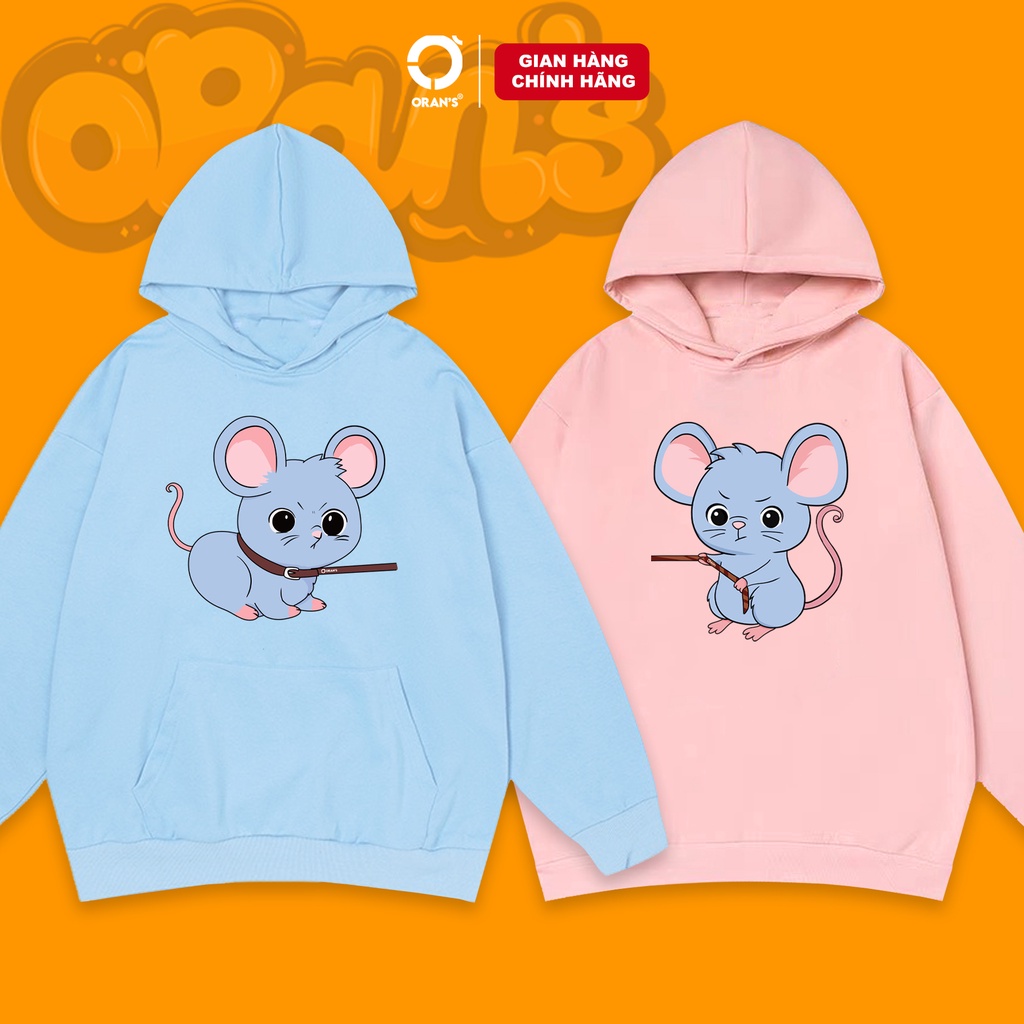 Áo Hoodie in hình chuột tuổi Tý kéo nhau ORAN'S Oversize chất nỉ cotton lót bông, FULLBOX ORANS COUPLE - 07