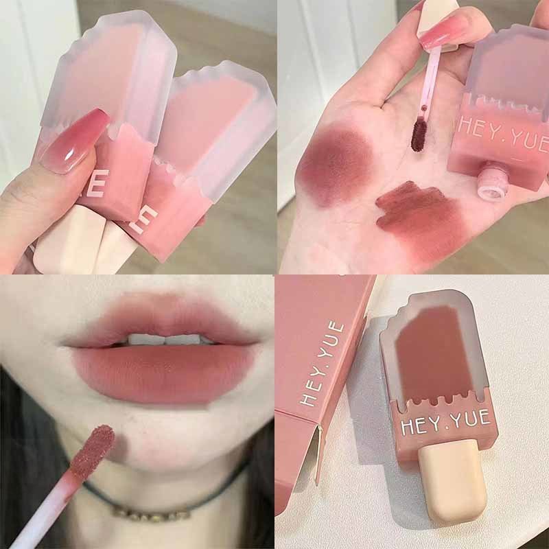 Hey.yue Son Kem Màu Nhung Tươi Tắn Không Dính Cốc