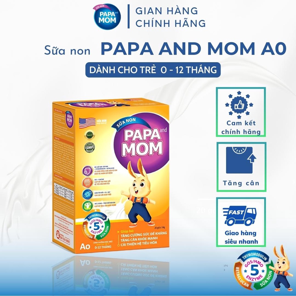 Sữa non PAPA And MOM A0 - Papamom Hộp 20 gói