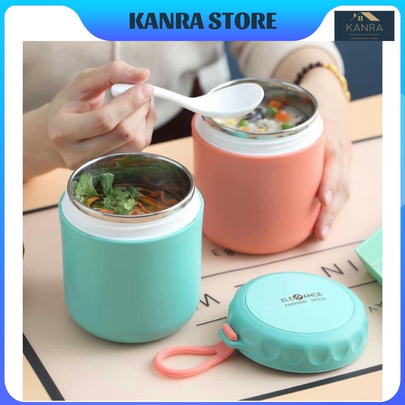 BÌNH Ủ CHÁO MINI ELE 💥FREE SHIP💥 Bình giữ nhiệt 2 lớp, Ủ cháo cho Bé / Dung tích 430ml, Lõi inox 304