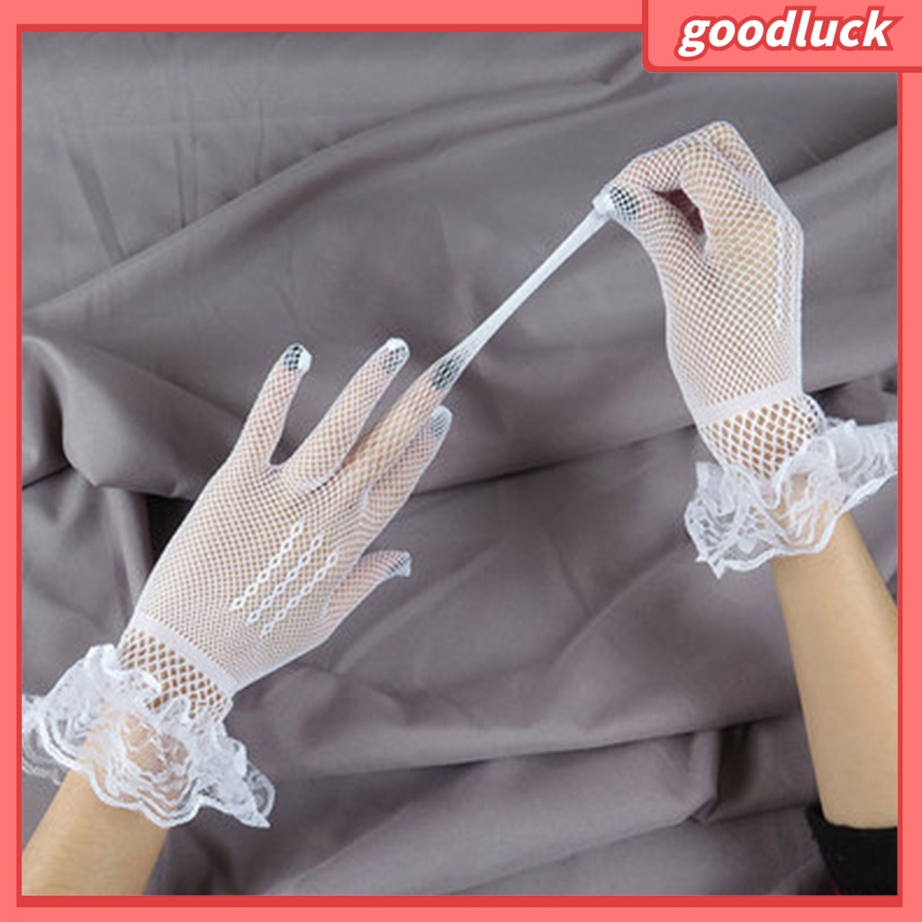 1 Đôi Găng Tay Ren Thoáng Khí Đính Nơ Xinh Xắn Cho Cô Dâu