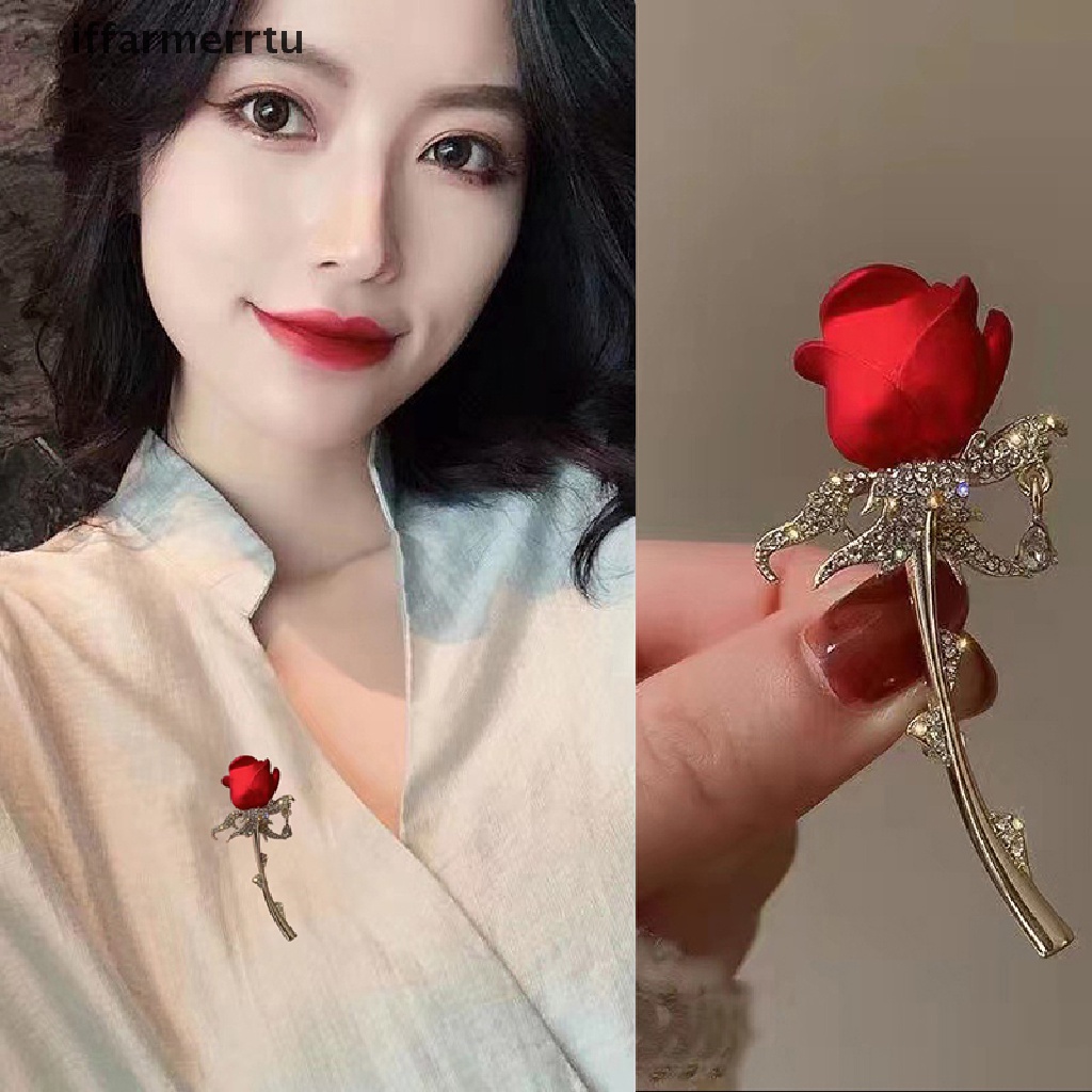 Ghim Cài Áo Hình Hoa Hồng Đỏ Thời Trang Cho Nữ