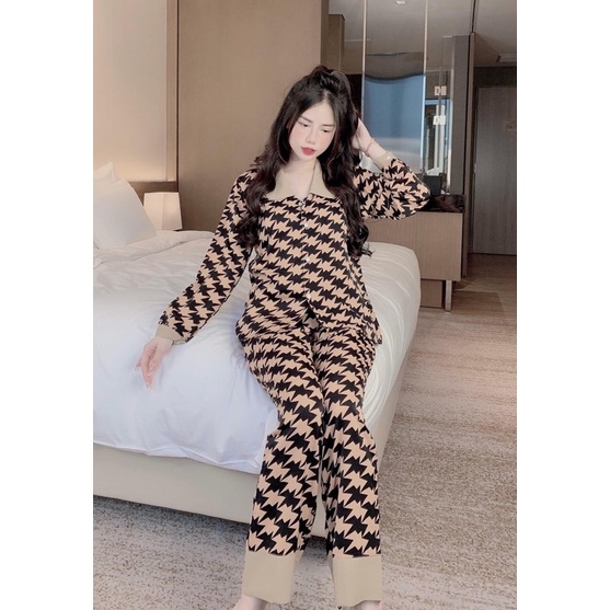 Bộ Pyjama cổ sen, bộ ngủ thu đông dài tay chất liệu Kate Thái cao cấp, hàng loại 1 mềm mại,, không xù nhiều mẫu FREESIZ