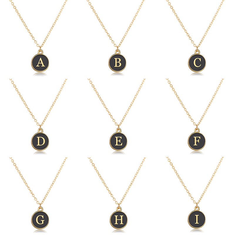 Vòng cổ Mặt Đồng Xu Khắc 26 Chữ Cái Màu Sắc