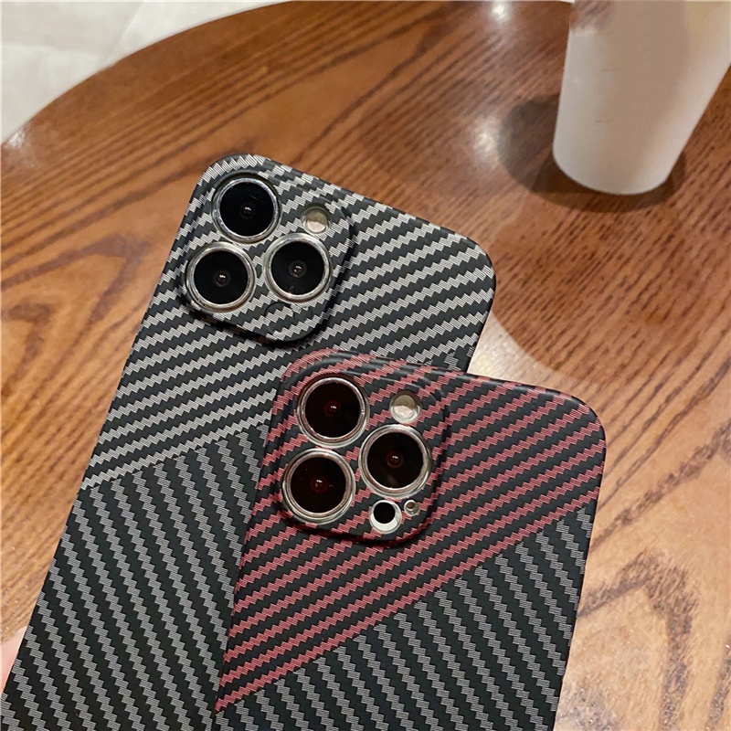 Ốp Điện Thoại Sợi Carbon Siêu Mỏng Chống Sốc Sang Trọng Bảo Vệ Camera Cho iPhone 13 12 11 Pro 14 Plus