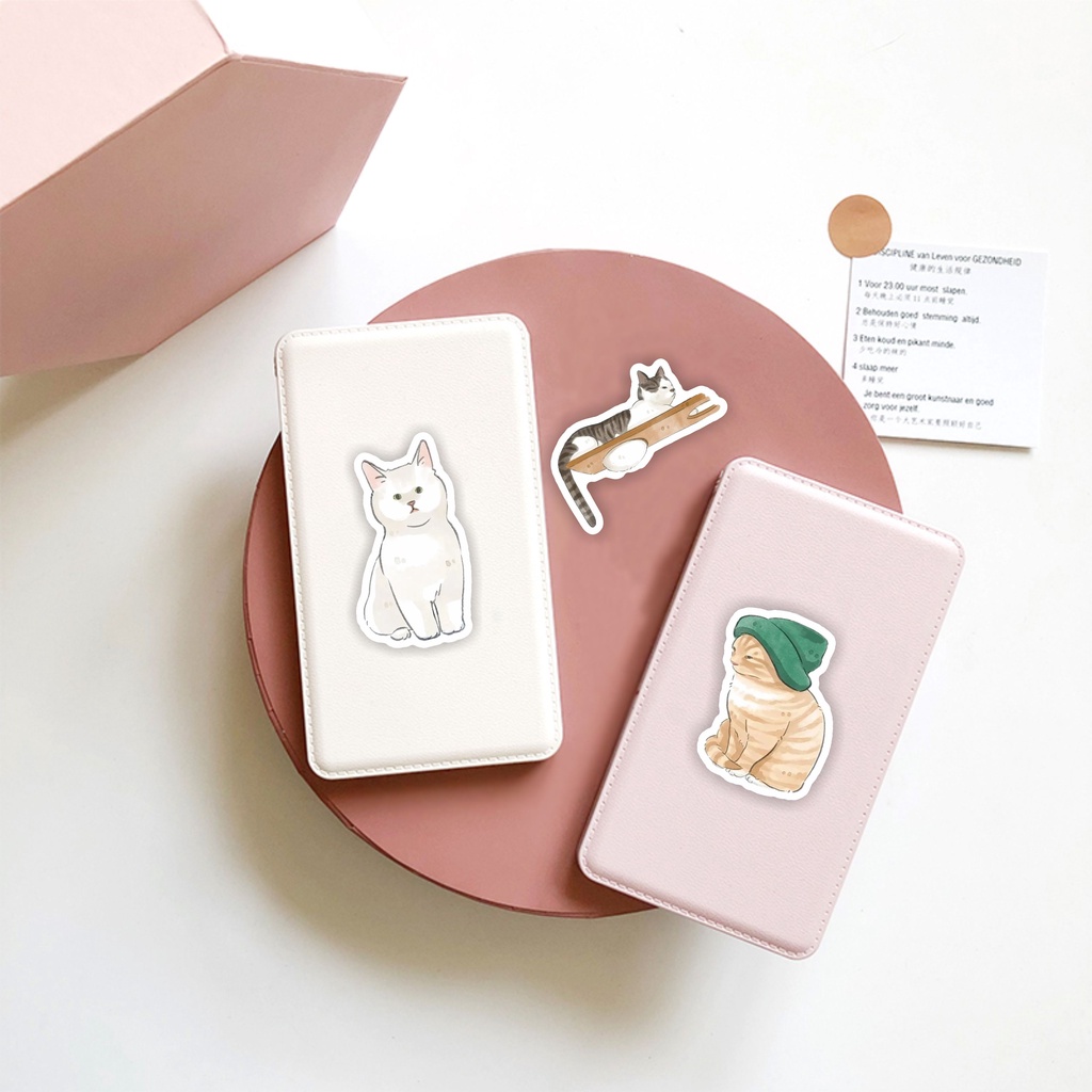 Set 50 chiếc sticker chống nước MÈO - ĐÀN EM CỦA CHỊ MỸ DIỆU NGỒI LỦNG ...