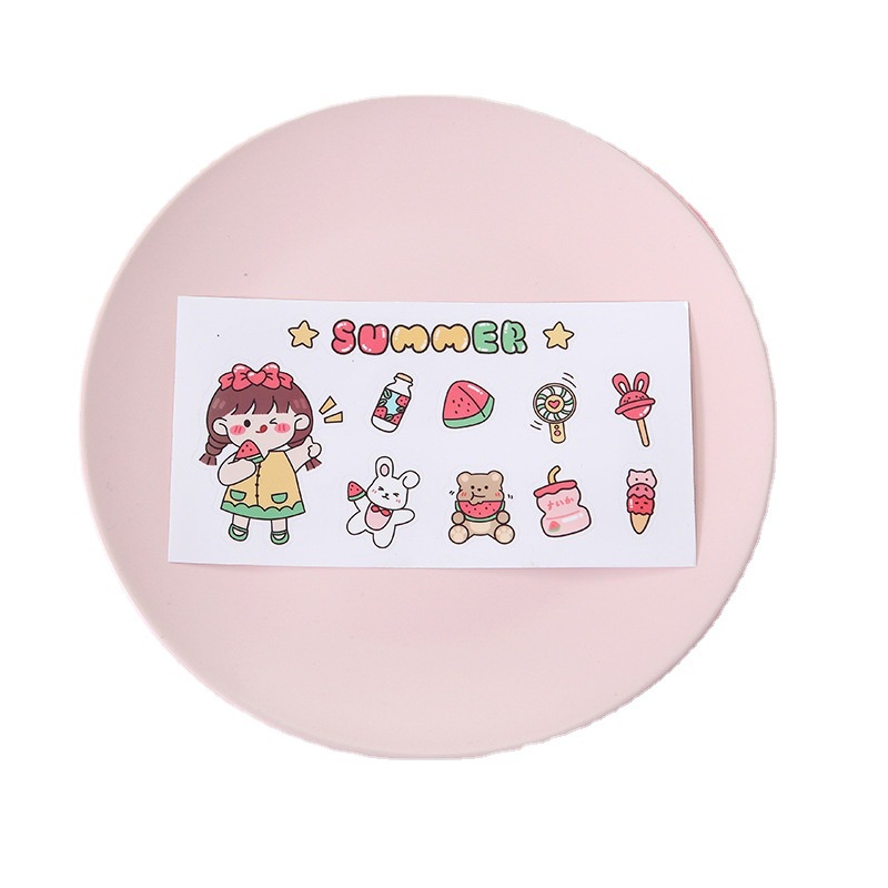 (GIAO NGẪU NHIÊN) Miếng sticker 2D 10 hình chống nước, dán trang trí cốc, bình, ly, laptop TiLoKi TS02