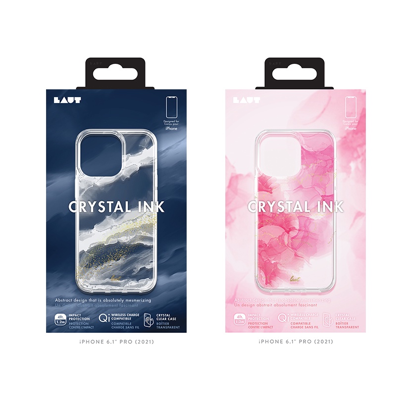 Ốp lưng iPhone 13 Pro LAUT Crystal INK Được làm từ nhựa PC cứng và TPU mềm, dễ dàng tháo lắp