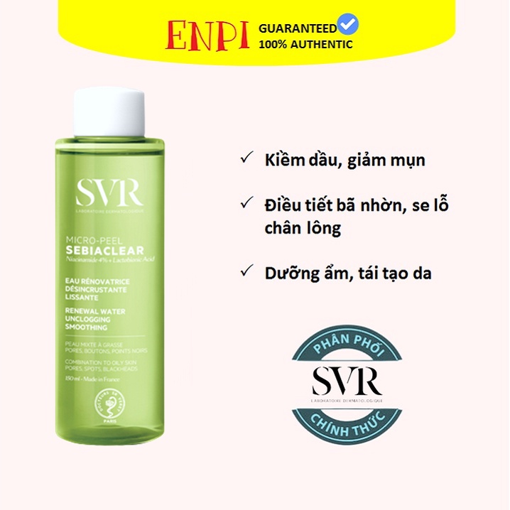 Nước cân bằng giảm mụn SVR Sebiaclear Micro Peel 150ml PHÂN PHỐI CHÍNH HÃNG