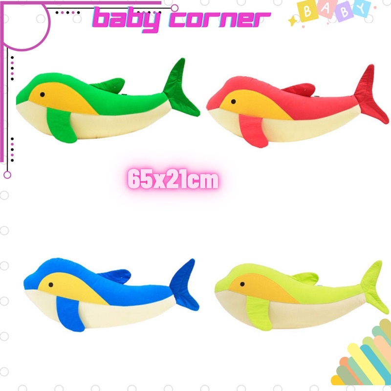 gối ôm hình thú cá heo 🐬 ngộ nghĩnh- 65x21cm- cotton an toàn cho bé