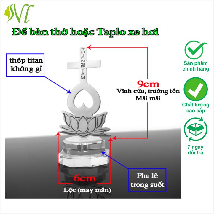 Mặt dây chuyền phong thuỷ treo nhà treo xe hơi Thiên Tâm Đạo Người Đẹp Vì Lụa không đen xài nước tốt