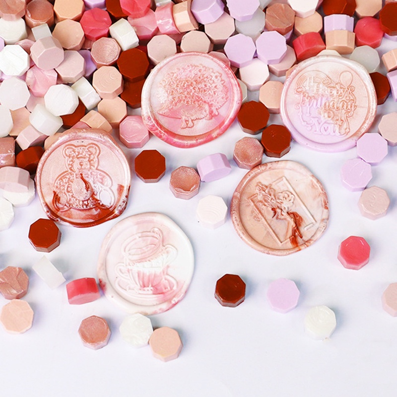 100 cái/bộ Vintage bát giác sáp niêm phong tem đầy màu sắc sáp hạt DIY Vintage handmade phong bì đám cưới bưu thiếp niêm phong sáp hạt