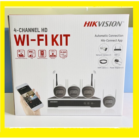 BỘ KIT 4 CAMERA 2M IP WIFI Hikvision NK42W0H  / H265+ / Bullet  2MP BH 24TH