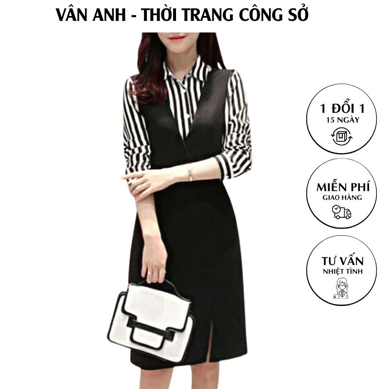 Yếm Váy Nữ Xẻ Trước Váy Dài Qua Gối VannhShop CV0041
