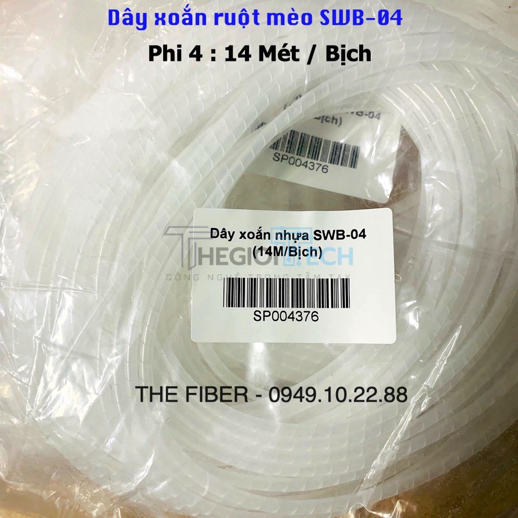 Dây xoắn ruột mèo SWB-04/06/08/10 luồn dây quang dây điện - Phi 4: 14Mét/Bịch