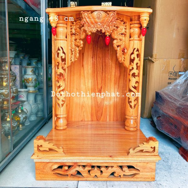 Bàn thờ thần tài ông địa 48x 81 gỗ xoan lọng hộp