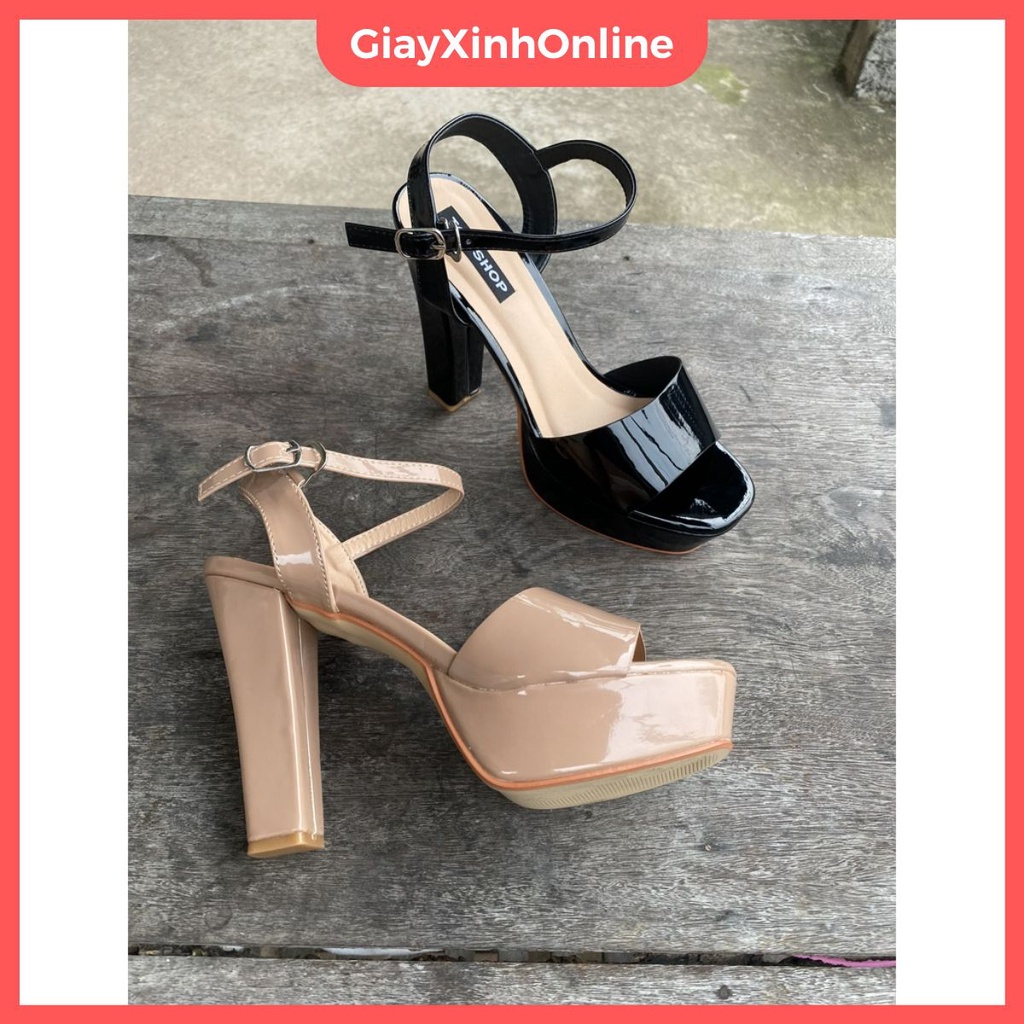 Giày sandal cao gót đế đúp 12p mũi vuông chuẩn size 35 - 39
