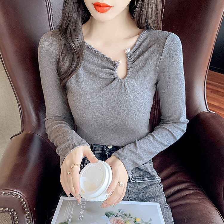 IELGY Áo Thun Tay Dài Dáng Ôm Thời Trang Cá Tính Cho Nữ