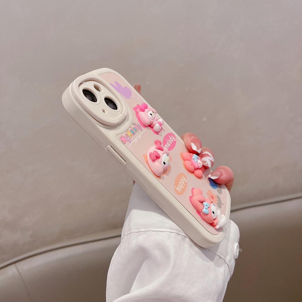 Ốp Điện Thoại Da Có Giá Đỡ Hình Búp Bê melody 3D Cho IPhone 14promax 14pro 13promax 12 11