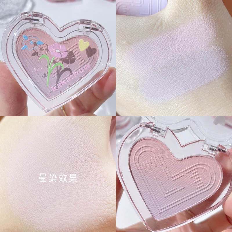 [2023Hàng mới về] Phấn má gradient Trái Tim Xinh Xắn KAKASHOW  mềm mịn 6 màu tùy chọn kiềm dầu kháng nước lâu trôi