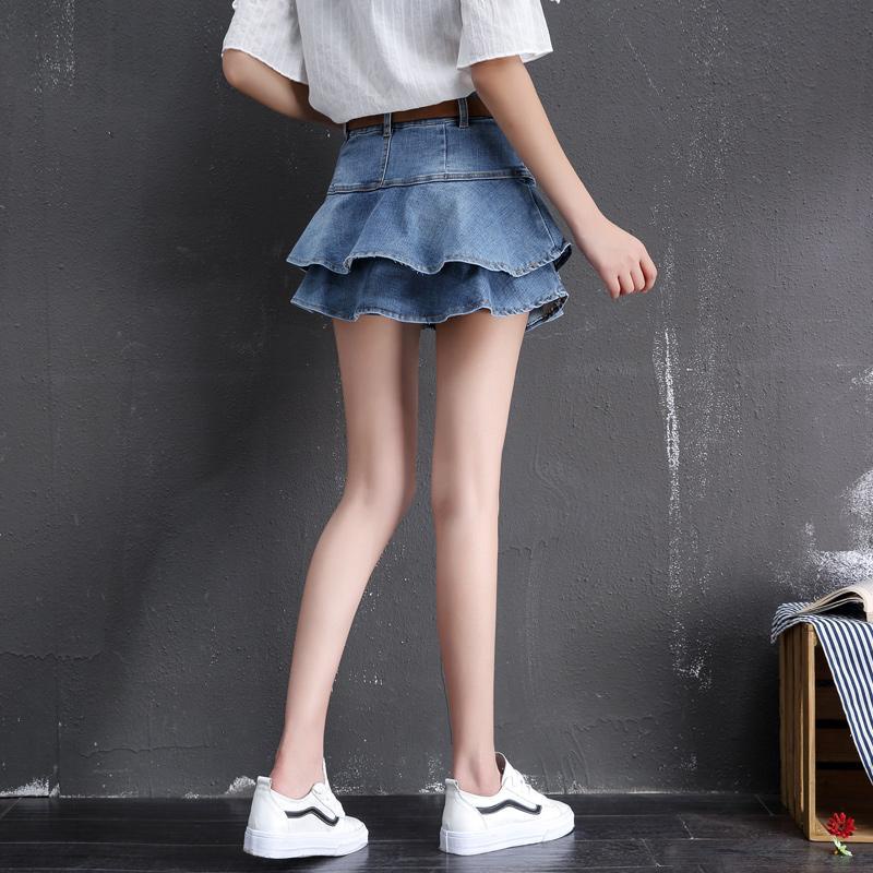 Chân Váy Denim Chữ a Lưng Cao Xếp Ly Chống Chói Phong Cách Mới Dành Cho Nữ Sinh