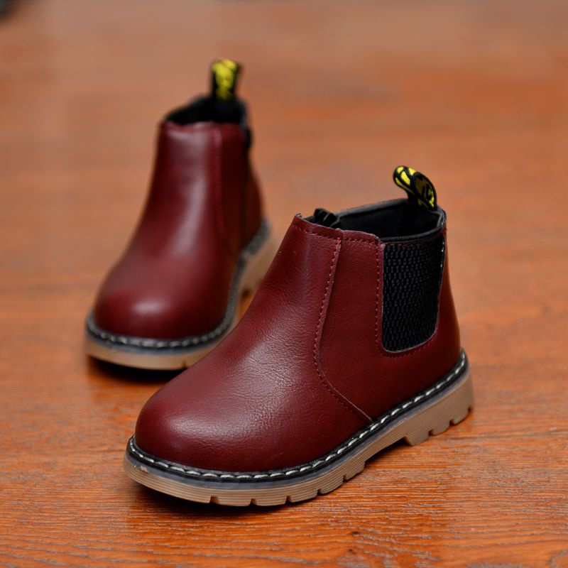 Giày Bốt Martin Da Cổ Thấp Lót Cotton Kiểu Hàn Quốc Thời Trang 2022 Cho Bé