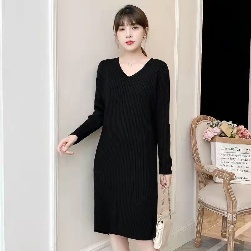 Váy len body cổ tim quảng châu