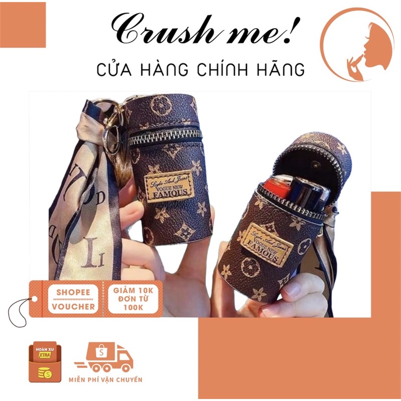 Móc chìa khoá dạng ống hoạ tiết L.V sành điệu tặng kèm khăn buộc