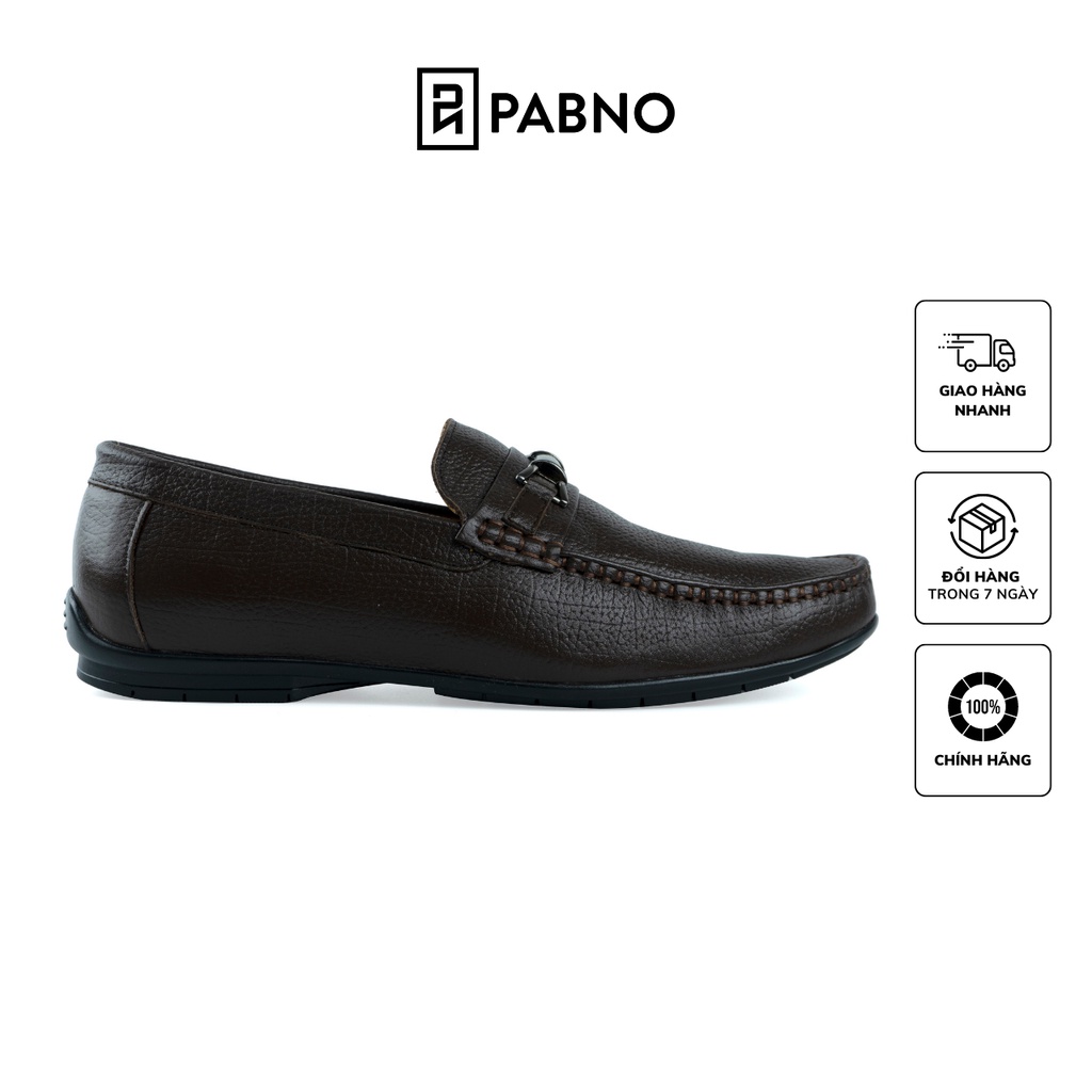 Giày mọi nam PABNO PN168, Giày mọi phối khóa da bò thật cao cấp 100%, giày nam công sở chính hãng