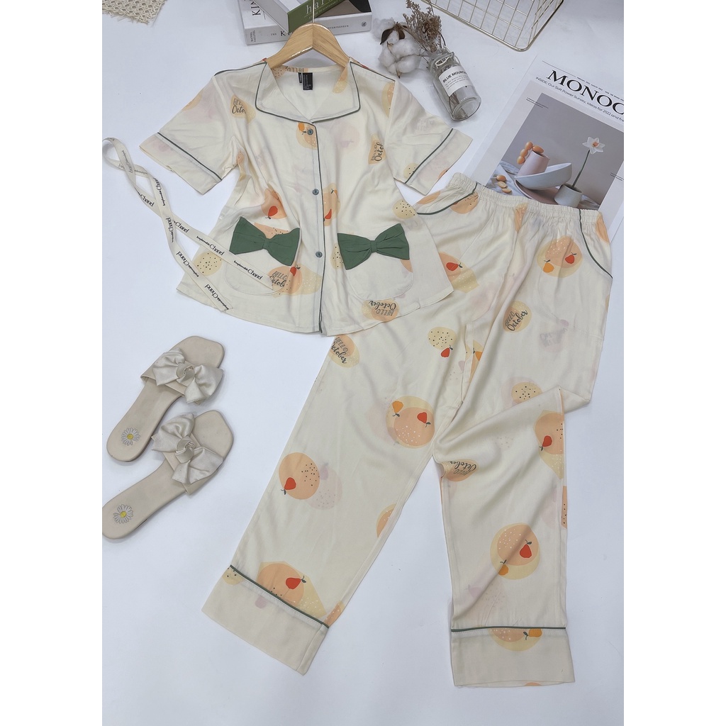 Bộ lanh quần dài 2 túi nơ hàng VNXK